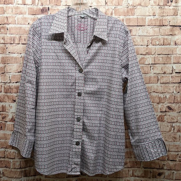 Foxcroft Wrinkle Free Shaped Fit Button Down Blouse Size 12 - Picture 1 of 12